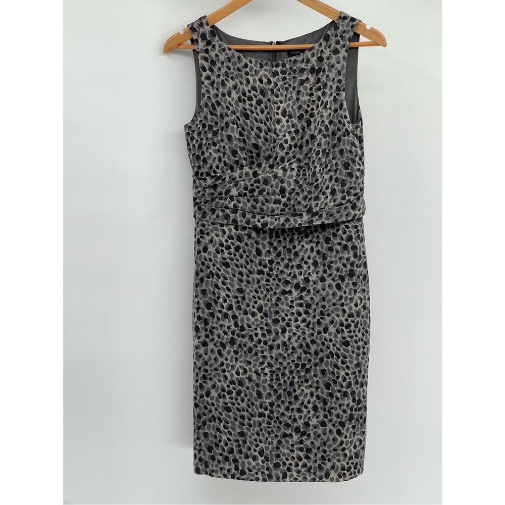 Ann Taylor Dress Silk Women‎ Size 4 Gray Sleeveless Leopard Animal Print Cheetah